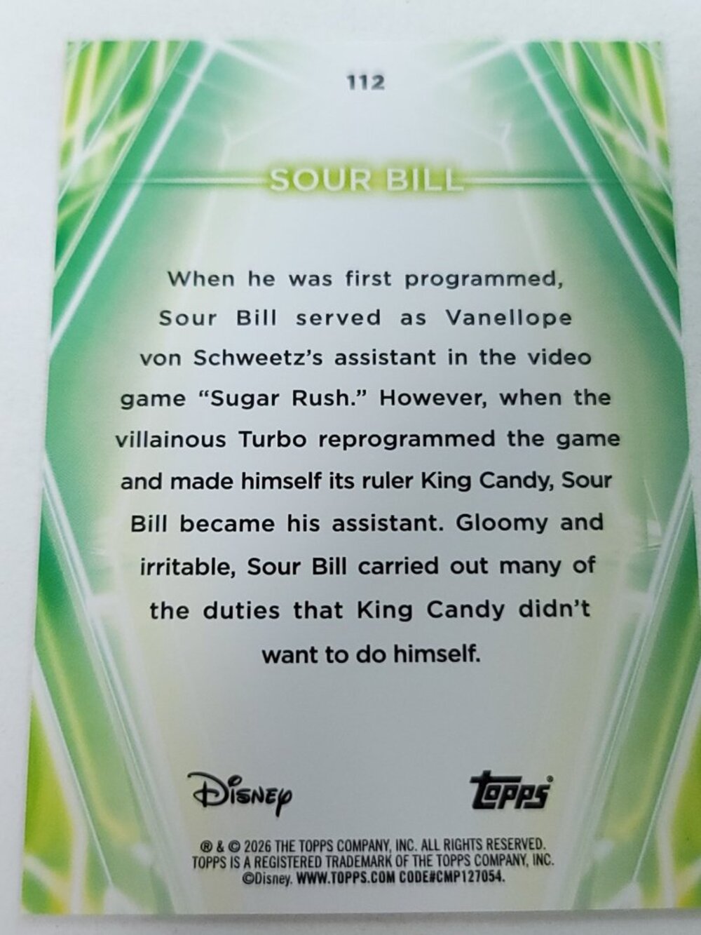 Sour Bill Topps 2026 Disney Neon Holo Parallel Refractor Limited 130/150 - Picture 4 of 4